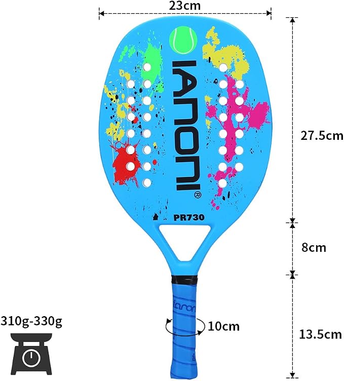 ianoni Beach Tennis Racket,Carbon Fiber Grit Face with EVA Memory Foam Core Beach Tennis Racket
