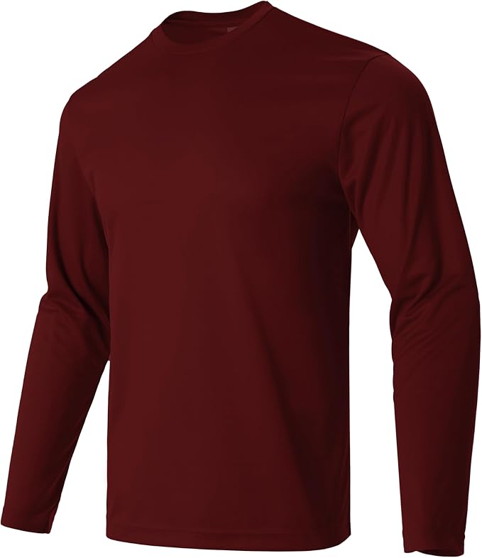 Mens Long Sleeve T-Shirts Casual Crew Neck Tee Shirt Summer Soft Running Swimming Cycling Fishing Tops