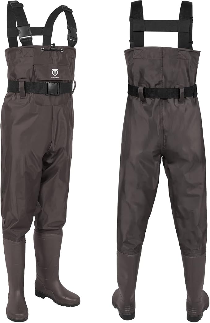 TIDEWE Chest Waders for Men Women, Waterproof Fishing Waders | Waterproof 420D 2-Ply Nylon/PVC, Lightweight Bootfoot Hunting Waders, Adjustable Suspenders, Boot Hanger
