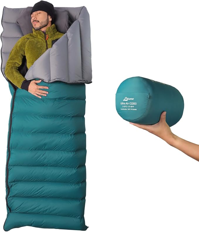 Litume Ultra Compact Down Sleeping Bag - 3 Season, Lightweight, 700 Fill Power, Packable for Adults, Double, Backpacking, Camping, Hiking, Family - With Stuff Sack