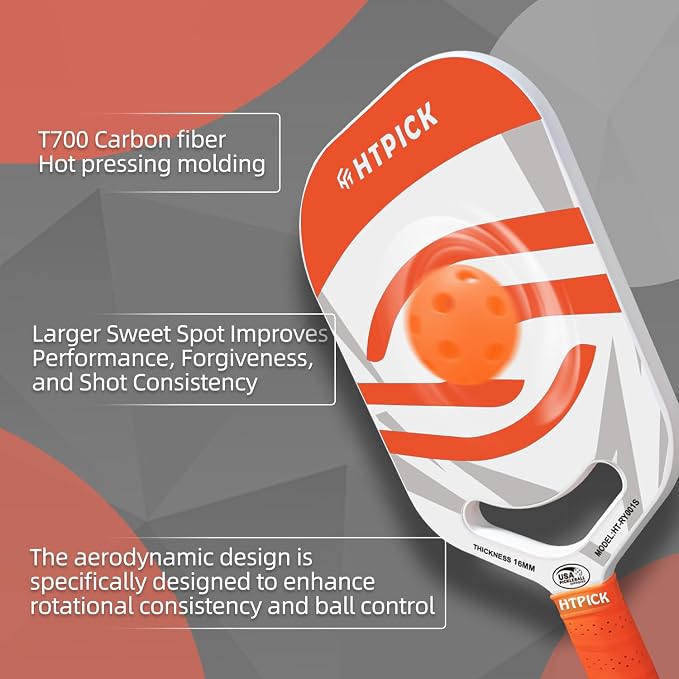 Pickleball Paddles | T700 Carbon Fiber Pickleball Paddle with Aero Throat | Hot-Press Moulding | 16mm Polymer Core | Specifically Engineered for Swing Speed and Manoeuvrability