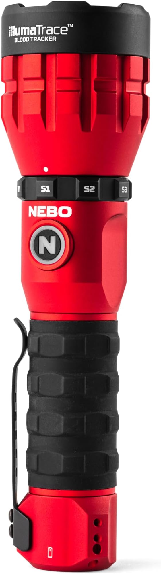 NEBO IllumaTrace Blood Tracker Flashlight | 180 Lumens, 3 Hour Run Time, Rechargeable Tracking Light for Big Game Hunters, Waterproof, High Grip Handle, White Light Mode, Includes USB Charging Cable