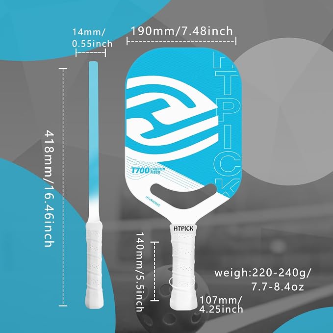 Pickleball Paddles | T700 Carbon Fiber Pickleball Paddle with Aero Throat | Hot-Press Moulding | 16mm Polymer Core | Specifically Engineered for Swing Speed and Manoeuvrability