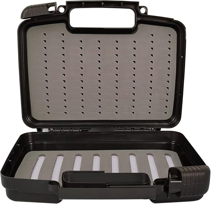 Aventik Streamer Fly Boxes Click Lock Large Streamer Flies Foam Storage Fishing Box Tackle Box Boating Fishing Boxes 14X11X3.35inch/10.43X8.27X3.15inch (SF1B Black -10.43X8.27X3.15inch)
