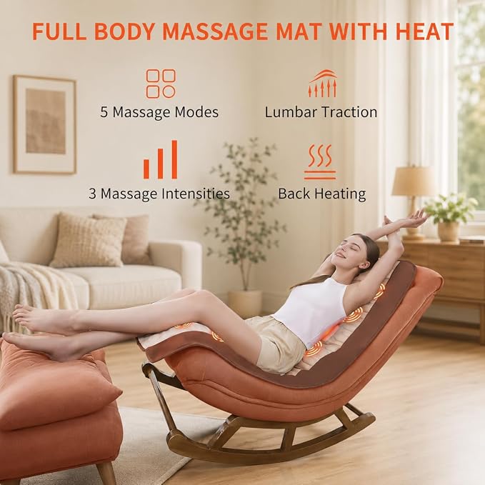 Full Body Massage Mat with Heat, Back Massager for recliner with Lumbar Support, Heating & Vibration, Massage Chair Pad for Seniors, Office Workers & Family, Fatigue & Pain Relief in Office, Home