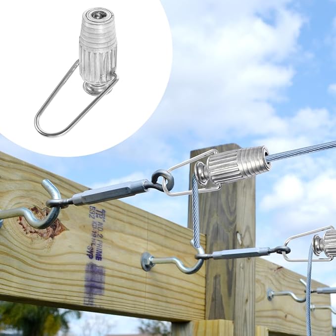 OUNONA Clothesline Tightener 4 Pack Metal Rope Tensioners Lightweight with Spring Ball Bearing Adjustable for Indoor Outdoor Laundry Line Use