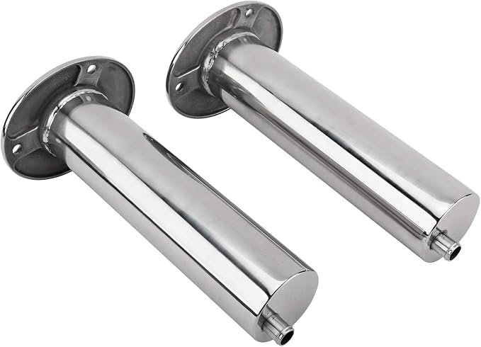 YaeMarine 4-Pack Heavy Duty Stainless Steel 316 Deluxe Rod Holders with Drain, Flush Mount Fishing Rod Pole Holders, 30 Degree /15 Degree/90 Degree