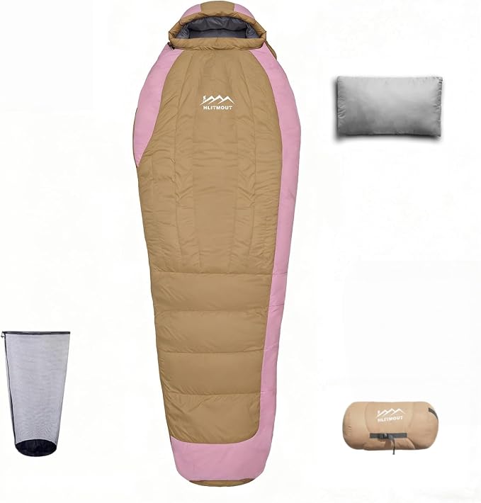Down Sleeping Bag with Pillow, 0°F 20°F 32°F Regular and XL Compact Lightweight Sleeping Bag for Adults,Teens Backpacking,Camping and Hiking Outdoor