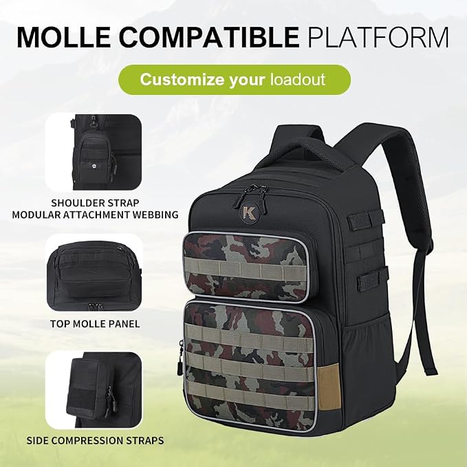 Fishing Backpack with Rod Holder Lightweight Water Resistant Tackle Backpack for Freshwater or Saltwater Large Storage High-Performance Fishing Bag
