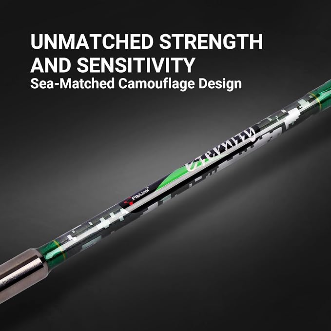 Fiblink 2-Piece Trolling Fishing Rod, Saltwater Roller Rod, Portable Big Game Rod(5’6”/6’/7’)