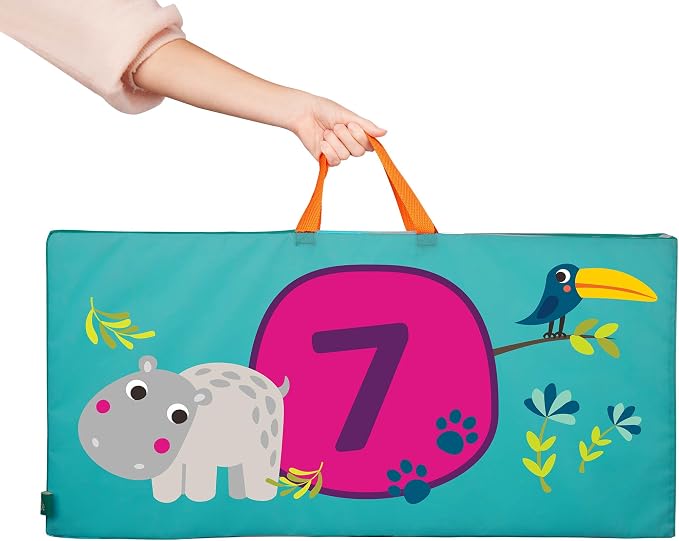 B. toys – Tumbling Mat – Gymnastics Play Surface for Kids – Numbers, Animals, Hopscotch Game – Folding Gym Mat – 3+ Years – Hop-n-Count