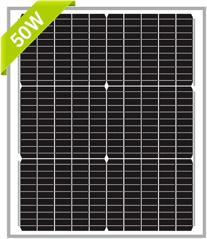 Newpowa 50W 10BB Mono Solar Panel 50 Watts Monocrystalline Module with 3ft Connectors for RV,Boat,Home Off Grid System