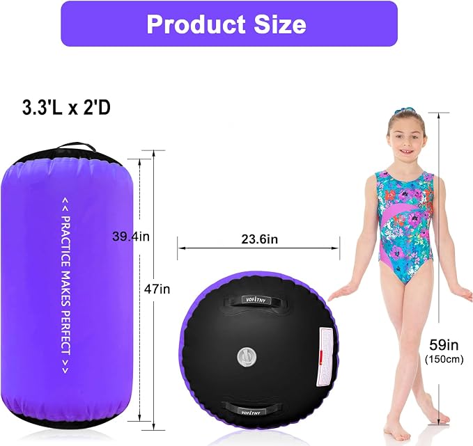 VOFiTNY Inflatable Gymnastics Air mat Tumbling Track with Air Barrel Octagon Mat with Pump for Home/Gym
