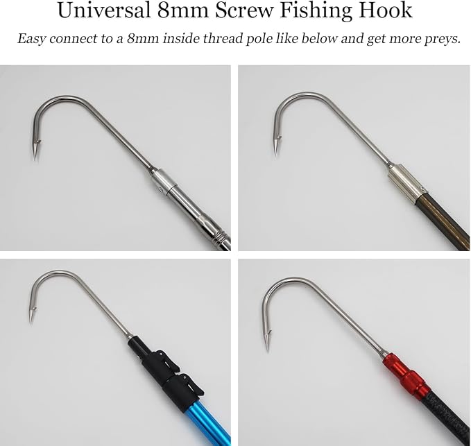 Dutiplus Telescopic Fish Gaff with 1~5 Teeth Assorted harpoons Barbed, Sea and Ice Fishing Spear Gig for Hunting Fish Frog Mole