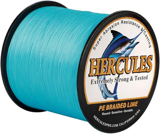 HERCULES Cost-Effective Super Strong 4 Strands Braided Fishing Line 6LB to 100LB Test for Salt-Water, 109/328 / 547/1094 Yards (100M / 300M / 500M / 1000M), Diam# 0.08MM - 0.55MM, Hi-Grade