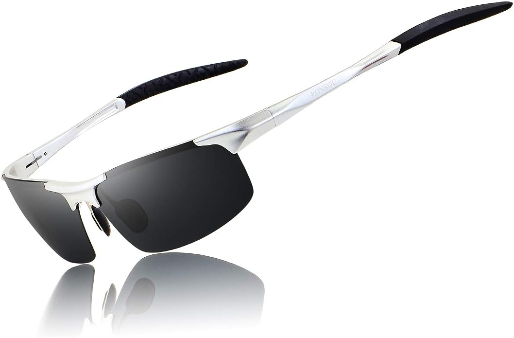 RONSOU Men Sport Al-Mg Polarized Sunglasses Unbreakable for Driving Cycling Fishing Golf
