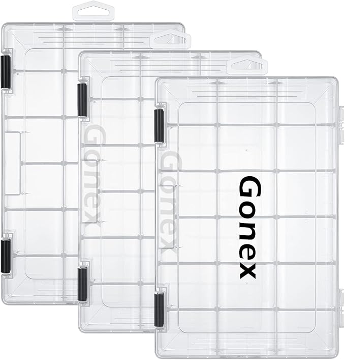 Gonex 3600 3700 Fishing Tackle Trays Lure Box with Adjustable Dividers | Clear PP Material, Adjustable Compartments, Fits Standard Tackle Box , For Fishing Lures Hooks Beads Accessories Storage