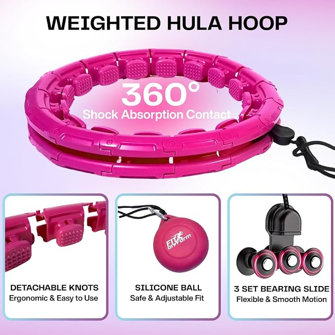 FIT ON FORM Infinity Weighted Hula Hoop for Adults Weight Loss, Smart Exercise Hola Circle Hoop for Women Abs Workout