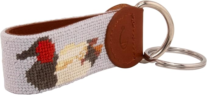 Leather Hand-Stitched Needlepoint Key Fob or Key Chain