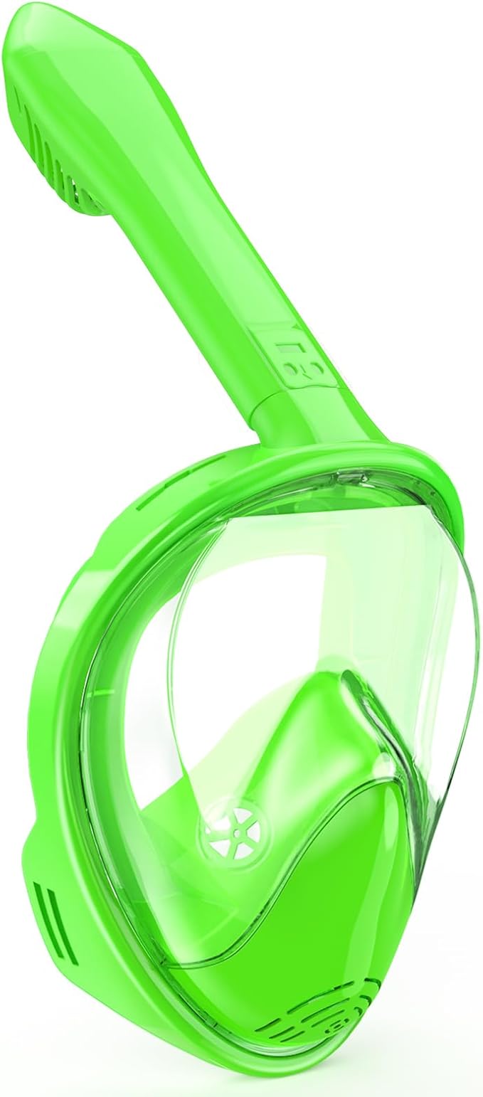 Kids Snorkel Mask Full Face, Snorkeling Gear for Kids with Camera Mount, 180 Degree Panoramic View Snorkeling Set Anti-Fog Anti-Leak
