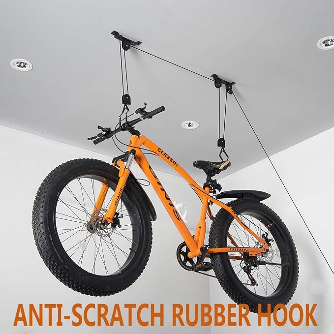 Wallmaster Bike Rack for Garage 2-Pack Bike Hooks Bike Hanger Wall Mount & Bike Ceiling Lift Hoist Hanger Storage Rack