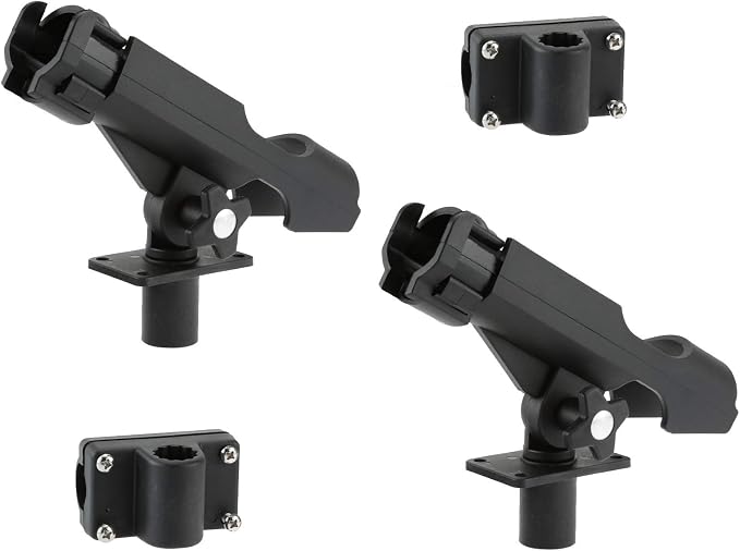 HiUmi Adjustable Black Fishing Rod Holder for Boat Kayak Swivel Side Mount Kits Tackle