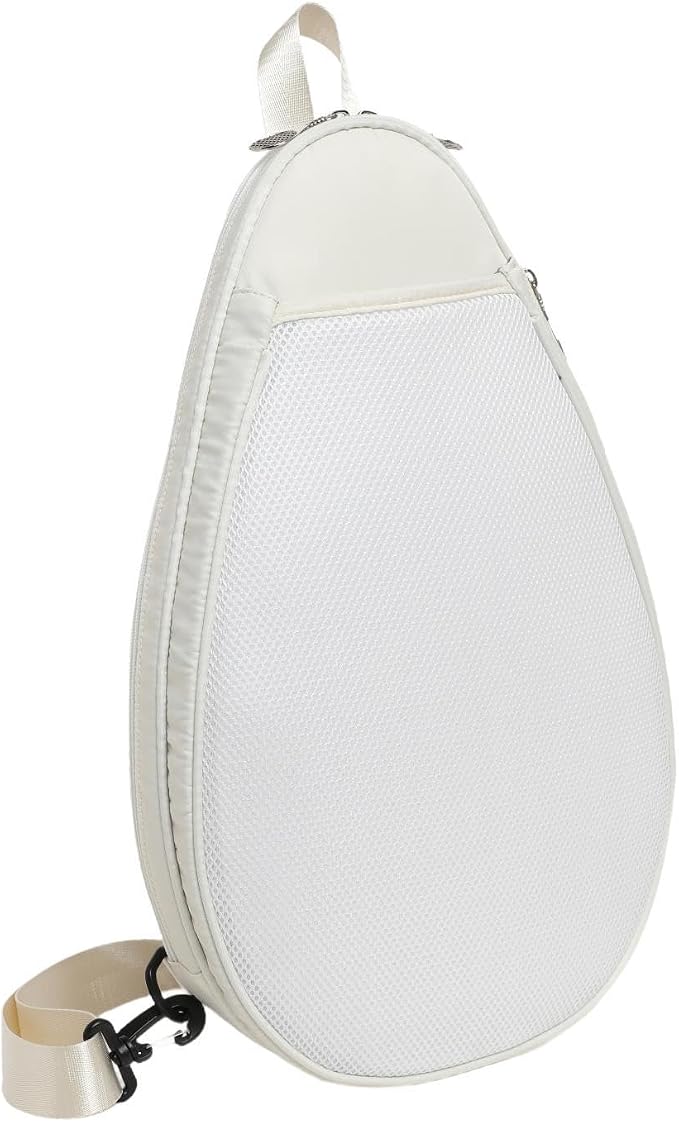 Tennis Racket Bag Waterproof Zipper Paddle Holder Crossbody Shoulder Bag for 1-2 Rackets, Lightweight Versatile Organizer