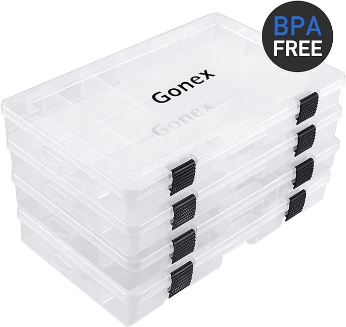 Gonex 3600 3700 Fishing Tackle Trays Lure Box with Adjustable Dividers | Clear PP Material, Adjustable Compartments, Fits Standard Tackle Box , For Fishing Lures Hooks Beads Accessories Storage