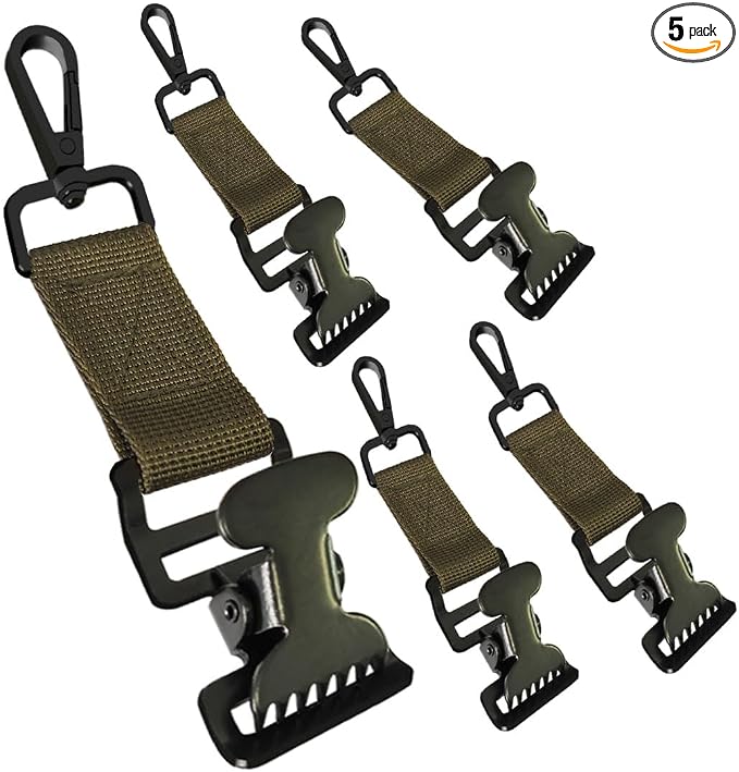 ZHIRONGFA Firefighter Glove Clip Glove Holder for Work Golf Glove Clip Heavy-Duty Firefighter Glove Clip with Reflective Webbing for EMT & Construction Firefighter Accessories near Me 5 Pack (Green)