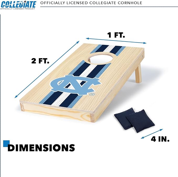 Wild Sports College Portable Size 1' x 2' Solid Wood Cornhole Set with Direct Print HD Team Graphics – Travel Size