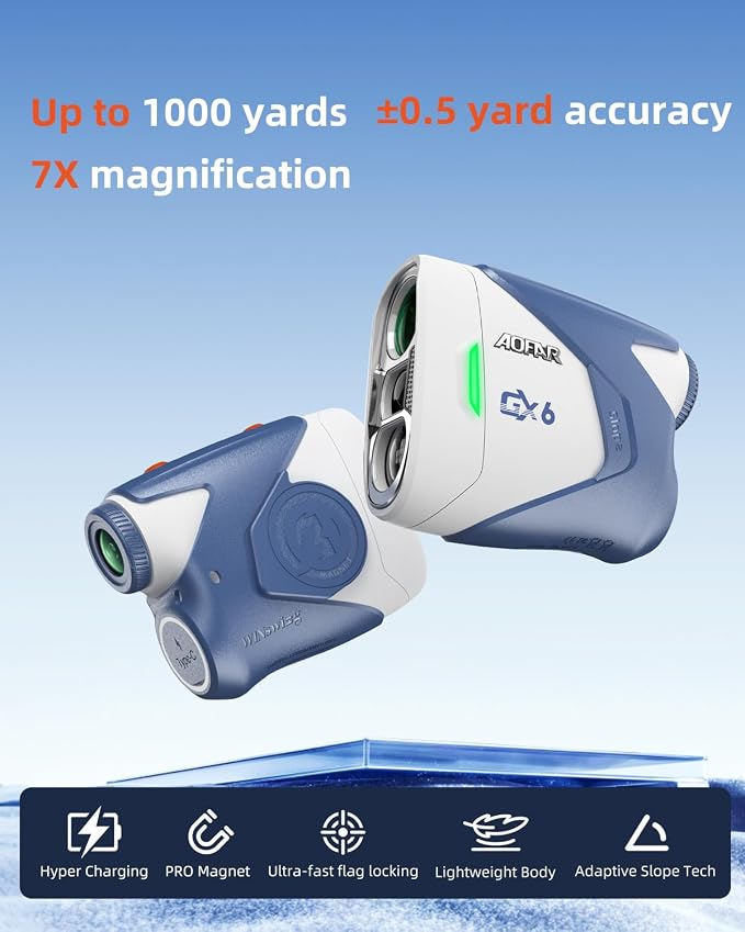 AOFAR GX6 Golf Rangefinder with Replaceable Charging Function, 1000 Yards Laser Range Finder, Flag Pole Locking Vibration, Slope Compensation,7X Magnification Rangefinder with Magnet