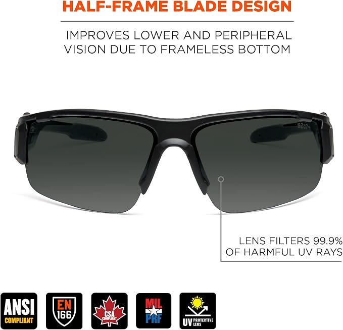 Ergodyne Skullerz DAGR Anti Scratch Safety Glasses, Anti-Fog, ANSI z87.1