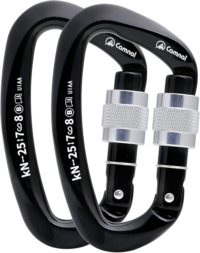 Heavy Duty Carabiner UIAA Certified Locking Carabiner 25KN (About 5620 lbs) Screw Lock Carabiner D Shape Carabiner Clip for Rock Climbing, Mountaineer, Aerial Work