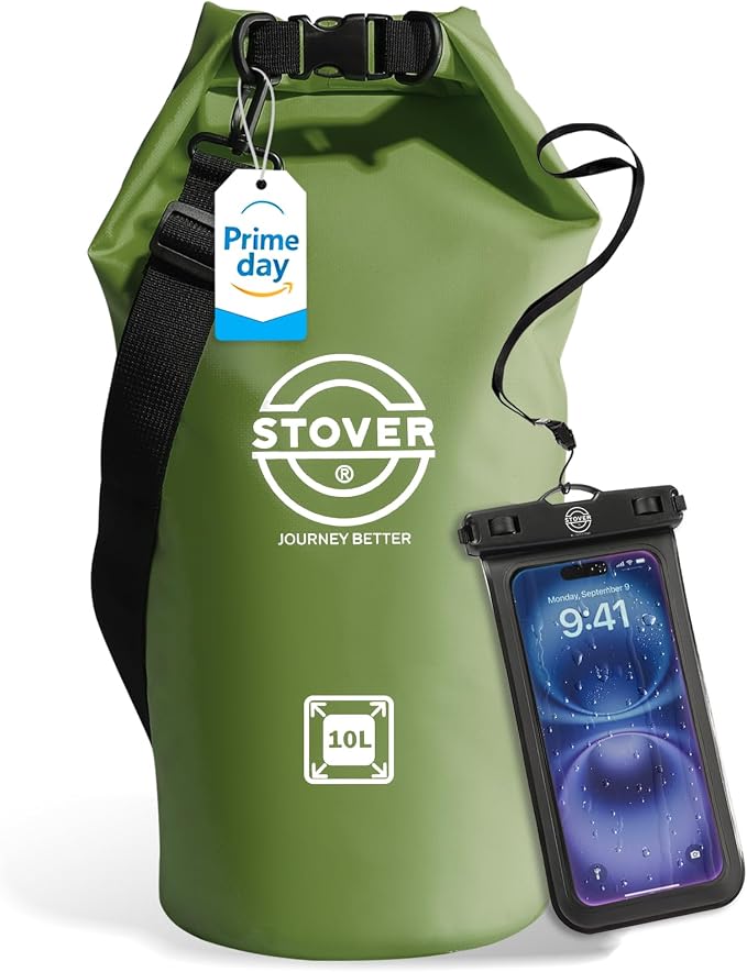 STOVER 5/10/25/30/40/55L Waterproof Dry Bag- Roll-Top Backpack w/Phone Case- Kayaking, Hiking, Camping, Boating- Men/Women