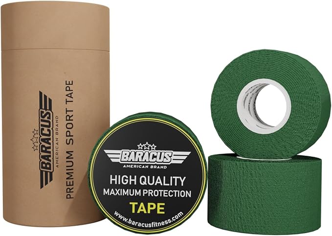 BARACUS Premium Thumb Tape Cross Training and Weightlifting for the Best Hook Grip - 23 ft Long - WOD Tape Chalk and Sweat Proof - Hook Grip Lifting Athletic Thumb Tape (Military Green)