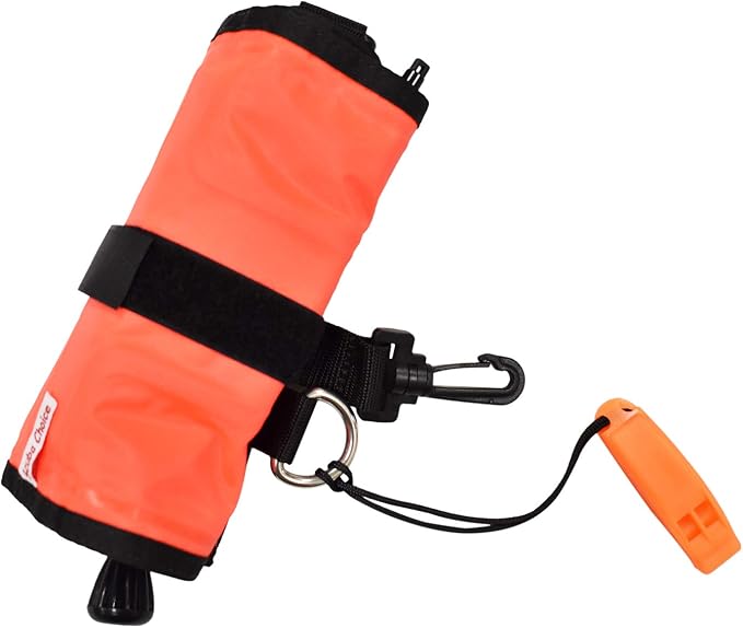 Scuba Choice Surface Marker Buoy (SMB) High-Visibility Dive Signal Tube, Durable Nylon TPU, Compact & BCD-Compatible, Easy Oral Inflator for Diving, Freediving & Underwater Safety