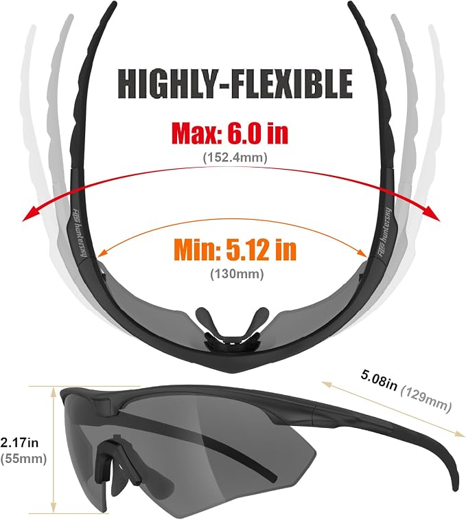 HTS HUNTERSKY S53 Anti Fog Tactical Shooting Range Safety Glasses ANSI Z87.1 Ballistic Eye Protection Hunting Airsoft Riding