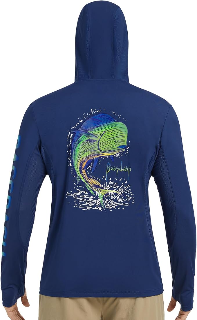 BASSDASH Men’s UPF 50+ Graphic Fishing Hoodie Shirts UV Sun Protection Long Sleeve Moisture Wicking Performance FS48M