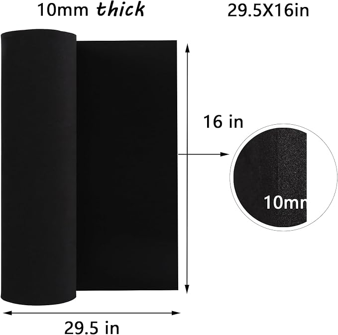 AMZQNART EVA Foam 10mm, Cosplay Foam 16x29.5 inch Black, High Density 90 kg/m³, for Craft Projects Cosplay Costumes, Fake Weapons, Decorations, Christmas, Easter, Thanksgiving, etc, High.