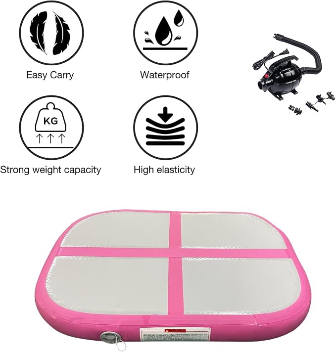 Gymnastics Air Roller Air Barrel Inflatable Tumbling Mat, Tumble Track Backhandspring Mat Gymnastic Equipment with Pump for Yoga Training Cheerleading Home Use