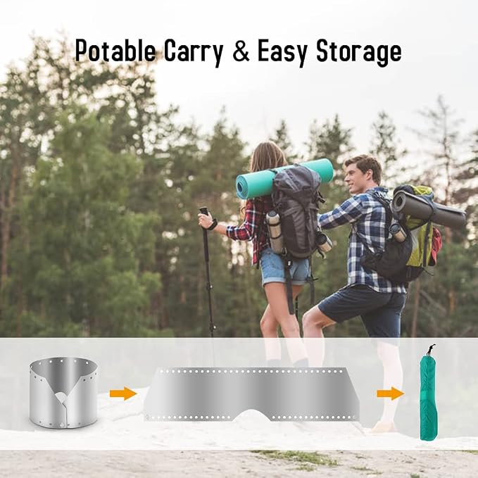 HUIOP Wind Shield, Ultralight Ultra-Thin Titanium Outdoor Camping Stove Wind Shield Screen Windproof Plate
