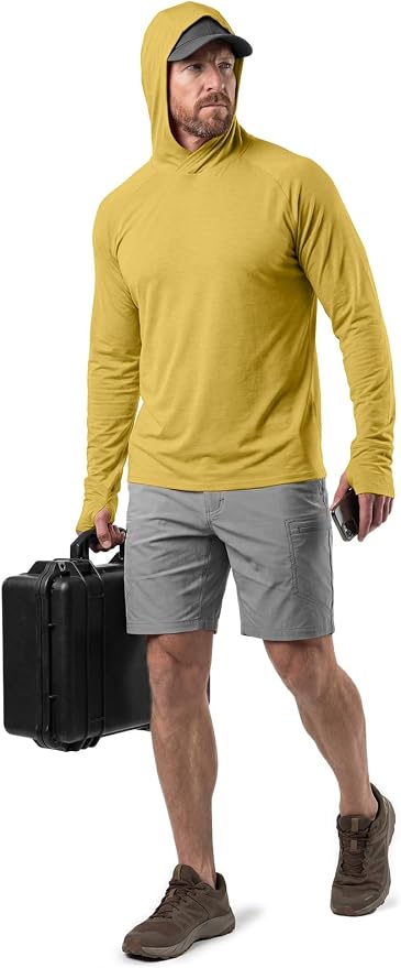 CQR Men's UPF 50+ Sun Protection Long Sleeve Quick Dry Athletic Shirts, Stretch Running Workout Hiking T-Shirts