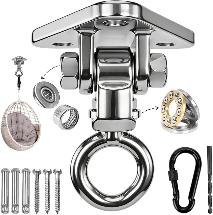 Heavy Duty Swing Hangers Kit, Hanging Snap Hooks Screws Bolt, Swing Set Bracket for Playground Porch Patio Yoga Seat Indoor Outdoor Ceiling Mount