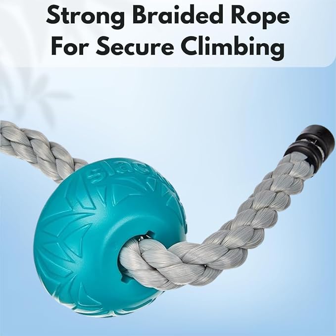 Slackers 8 ft Multi-Color Climbing Rope - Best Outdoor Ninja Warrior Training Equipment for Kids - A Great Addition to Your Backyard Ninjaline Obstacle Course