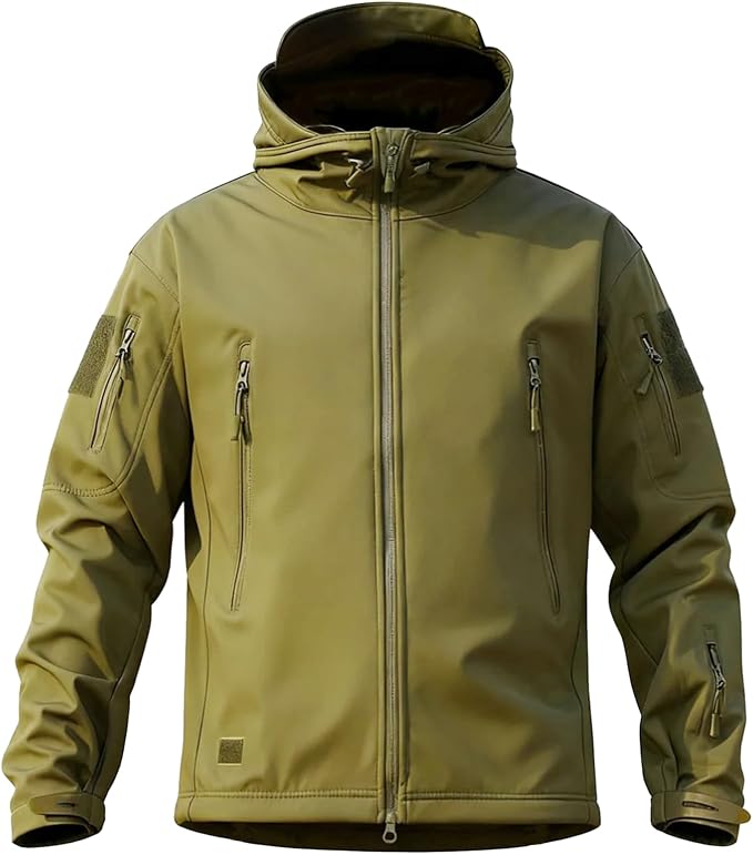 Men's Military Tactical Jacket Fleece Lined Hooded Mens Softshell Jacket Waterproof Windproof and Warm Winter Coat