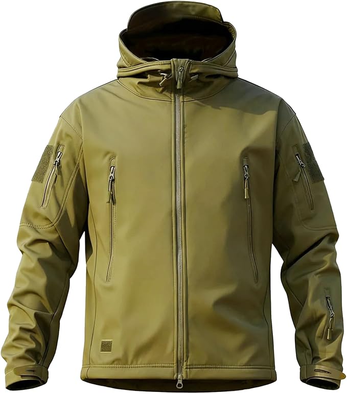 Men's Military Tactical Jacket Fleece Lined Hooded Mens Softshell Jacket Waterproof Windproof and Warm Winter Coat