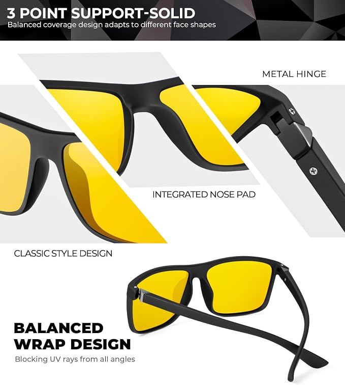 KALIYADI Polarized Mens Sun-Glasses Sunglasses-Men : Classic Sunglasses with UV Protection for Fishing Driving Golf