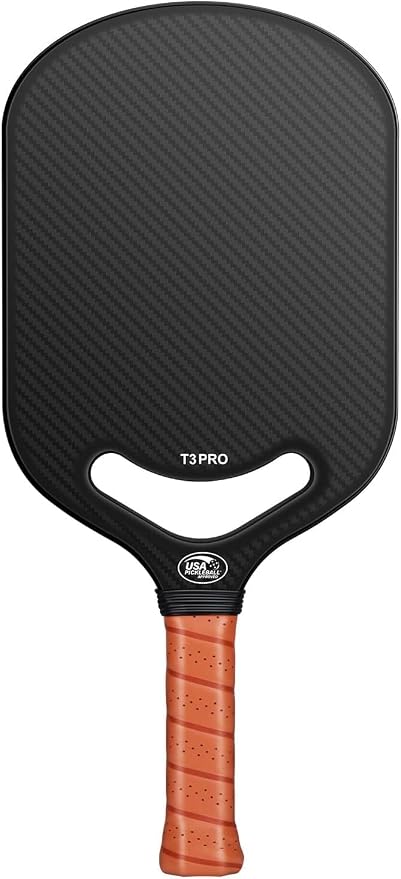 Carbon Fiber Pickleball Paddle with Aero Throat, USAPA Approved Pickleball Racket for Control, Polymer Honeycomb Core, Textured Carbon Grit Surface, 16mm Pickleball Paddles