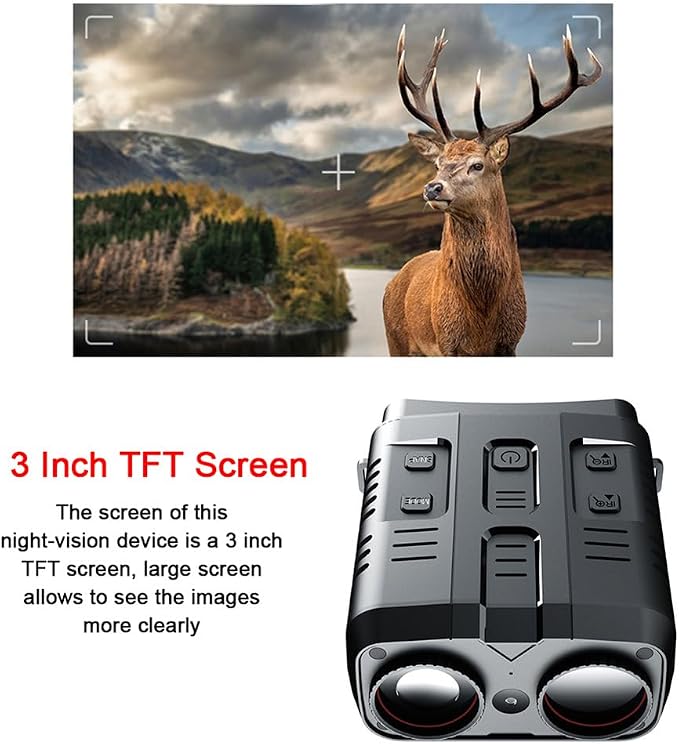 Night Vision Goggles - 1080P Night Vision Binoculars for Adults, 5X Digital Zoom and 3'' HD Screen Binoculars can Save Photo and Video, with Rechargeable 3000mAh Battery, Black
