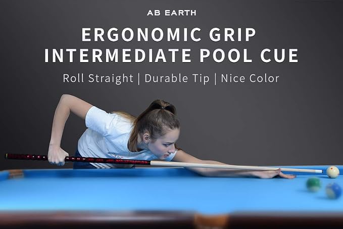 Ergonomic Design 13mm Tip 58" Maple Pool Cue Stick Kit with Hard Case